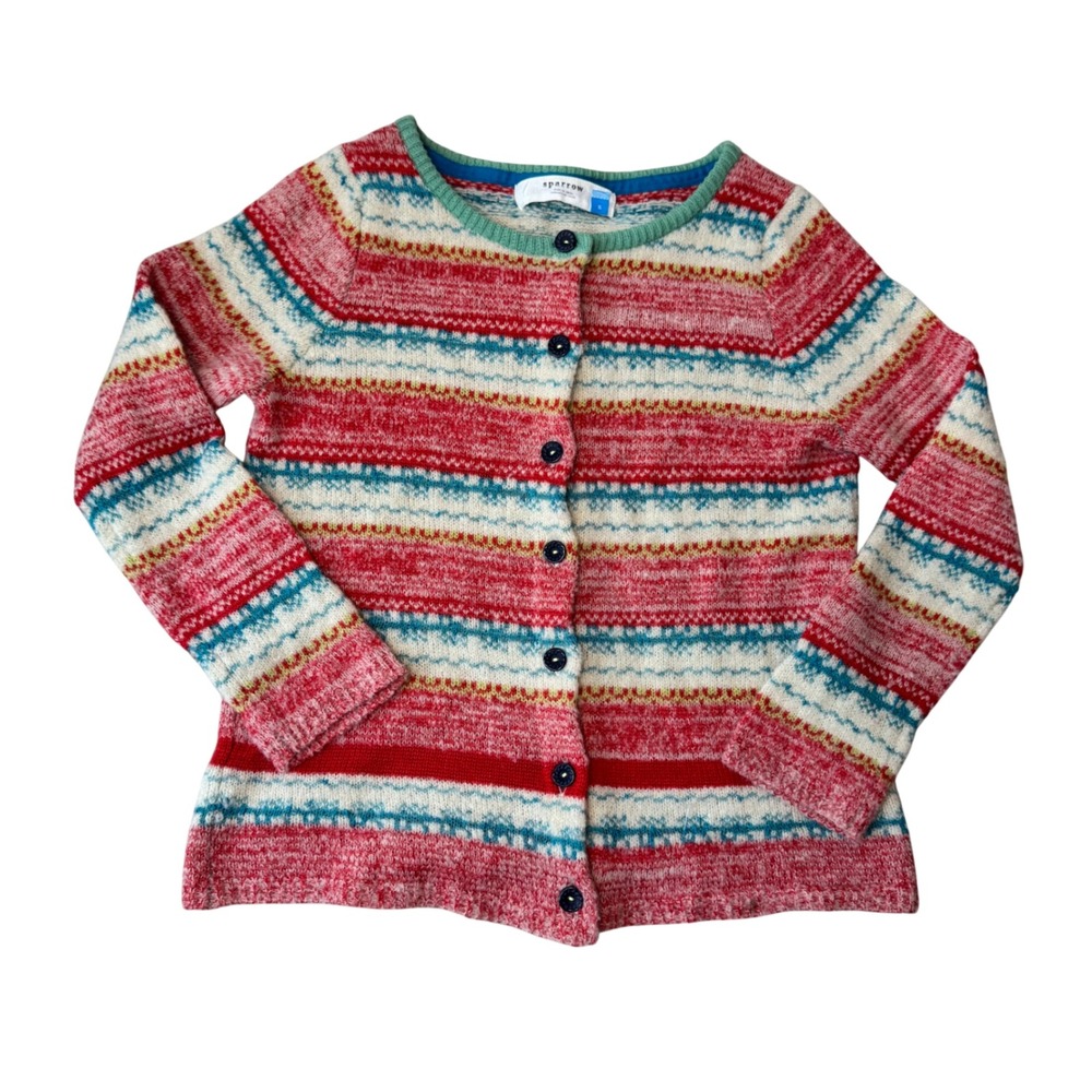 Anthropologie Sparrow Cardigan Sweater Striped Merino Wool Blend Multicolor S
